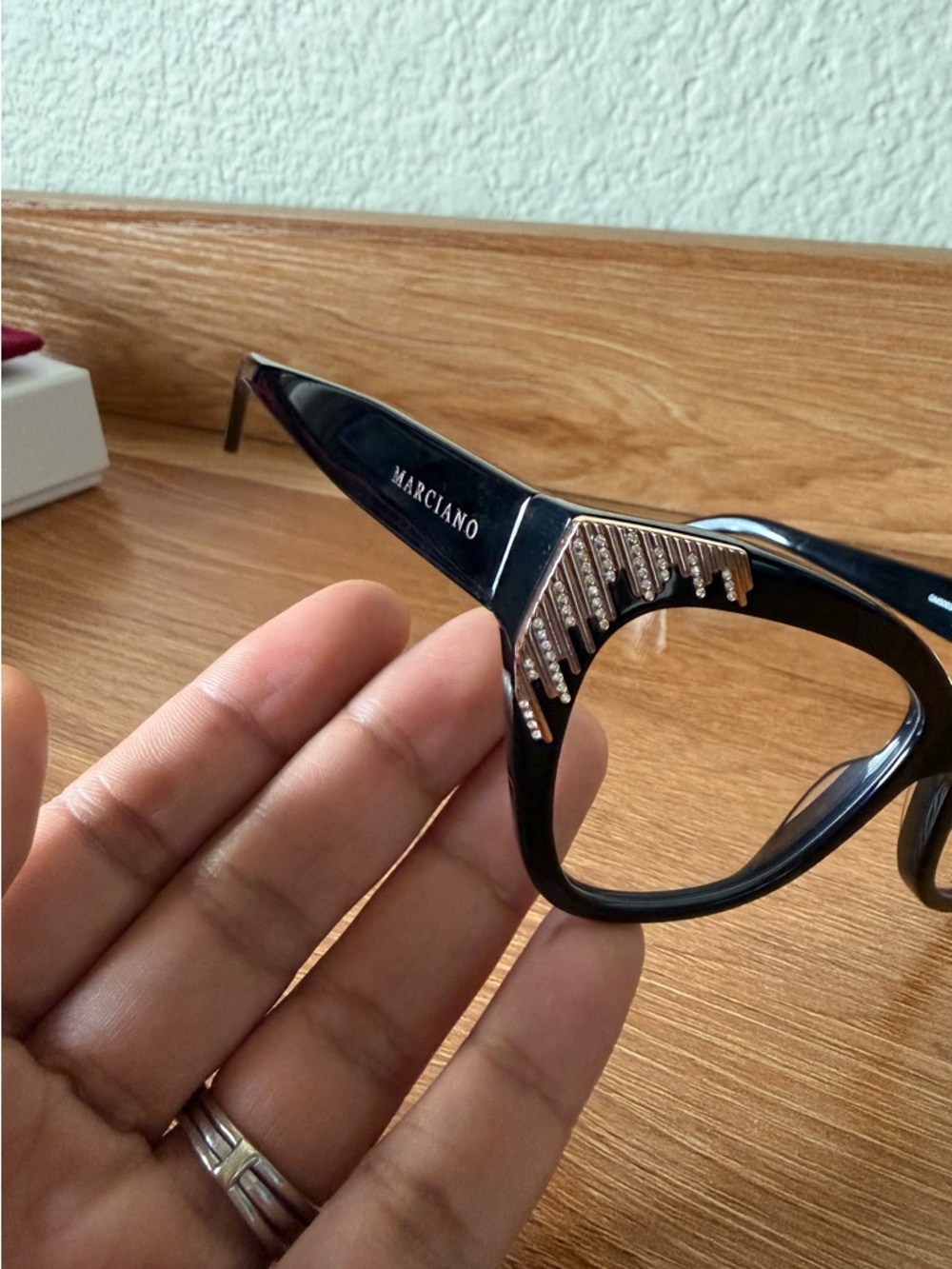 Marciano Black Cat-Eye Glasses with Burgundy Case - Picture 4 of 8